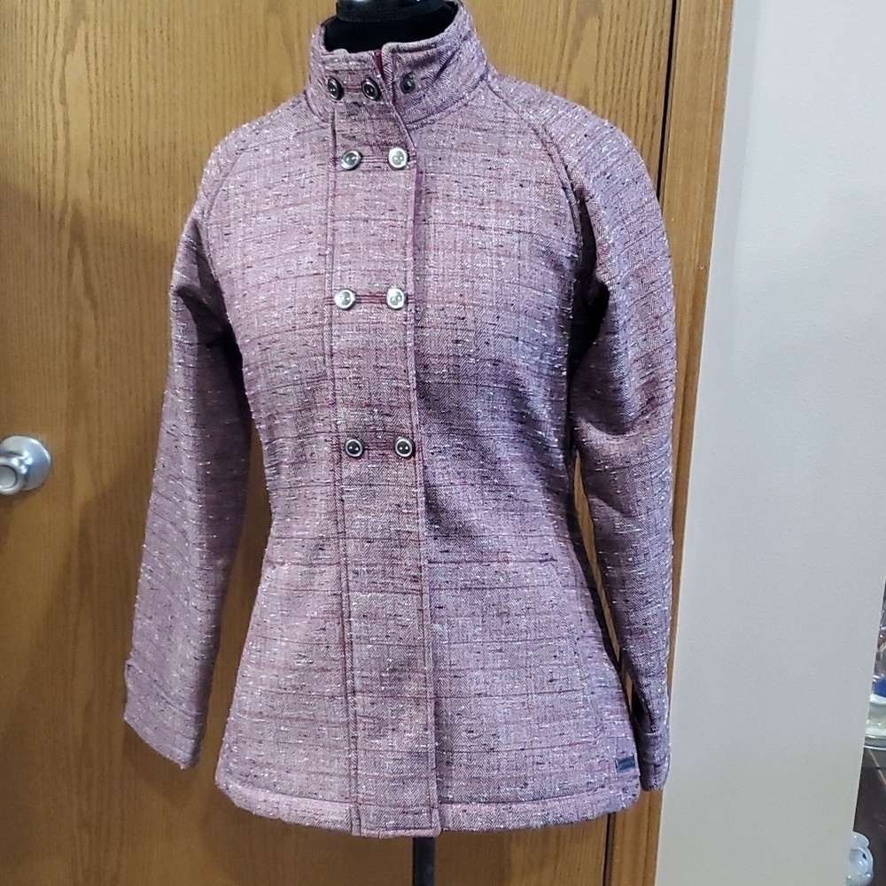 Merrel aeroblock burgandy tweed textured coat
